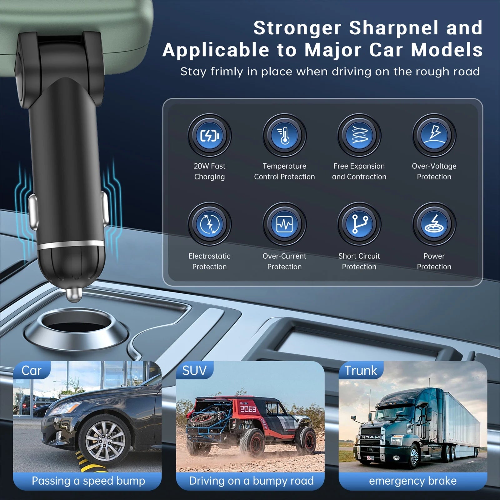 4 in 1 Retractable Car Charger with RGB Lighting - 66W Fast Charging Adapter for iPhone, Galaxy, and More - Ultimate Car Accessory for a Tangle-Free Experience